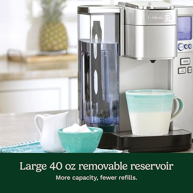 Cuisinart Coffee Maker, Single Serve 72-Ounce Reservoir Pod Coffee Machine, Programmable Brewing & Hot Water Dispenser, 3 Cup-Size Settings, Stainless Steel, SS-10P1, Silver