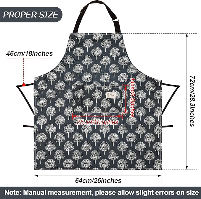 SATINIOR 3 Pieces Waterproof Bib Apron with 2 Pockets Adjustable Cooking Kitchen Apron for Women Men Chef BBQ Baking Cleaning