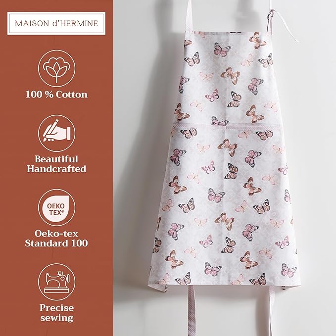 Maison d' Hermine 100% Cotton Apron for women with Pocket Kitchen Chef Apron for Men Cooking Mothers Day Gifts