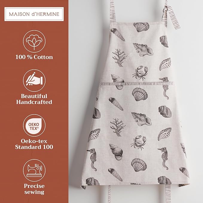 Maison d' Hermine 100% Cotton Apron for women with Pocket Kitchen Chef Apron for Men Cooking Mothers Day Gifts