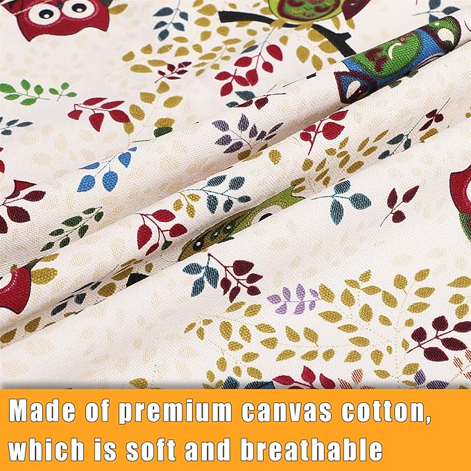 Sanlykate Extra Large Canvas Cotton Apron for Men & Women, Plus Size Durable Aprons with 2 Pockets, Adjustable Bib Machine Washable Oversized Aprons for Baking, Cooking, Painting - Owl