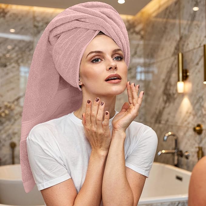 RIVERSIDE Luxury 6 Piece Towel Set, 2 Bath Towels, 2 Hand Towel, 2 Wash Cloths, 100% Cotton, 600 GSM Hotel Quality, Soft, Highly Absorbent Towels for Bathroom, Blush Pink Towel Sets