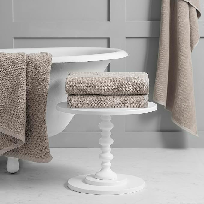 Welhome Franklin 100% Cotton Popcorn Textured Towel Set - 4 Pack Bath Towels, 600 GSM, Soft & Plush, Taupe