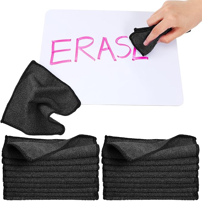 Tanlade Cleaning Cloth Dry Erase Cloth Cleaning Rags Reasonable Kitchen Towels Microfiber Towels Cars Wash(6 x 6 Inch,Black,50 Pcs)