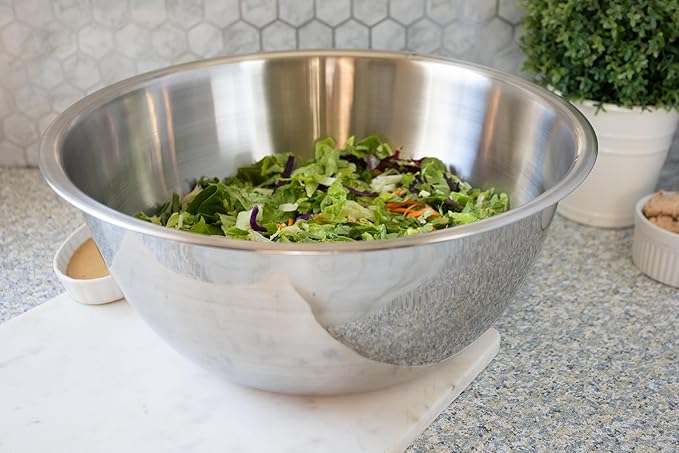 Fox Run Stainless Steel Mixing Bowl, 10.75 Quart Capacity Large Metal Bowl