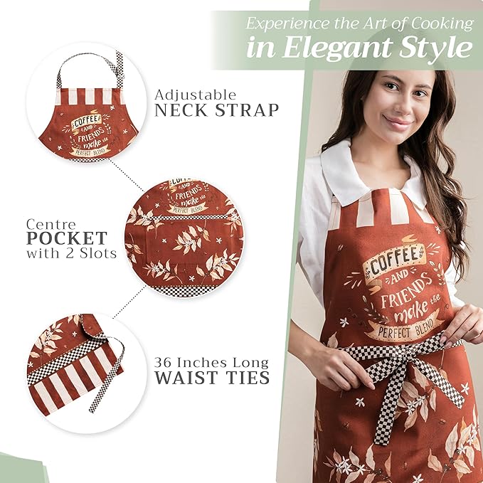 Maison d' Hermine 100% Cotton Apron for women with Pocket Kitchen Chef Apron for Men Cooking Mothers Day Gifts