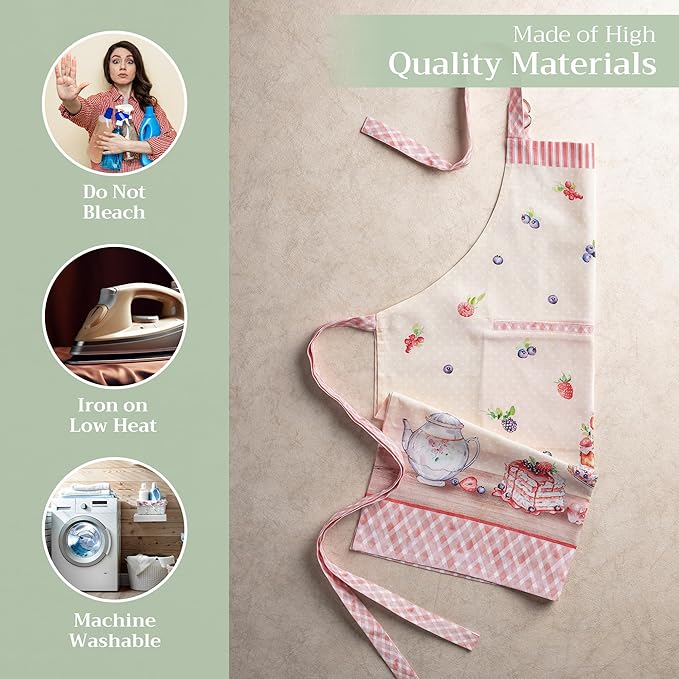 Maison d' Hermine 100% Cotton Apron for women with Pocket Kitchen Chef Apron for Men Cooking Mothers Day Gifts