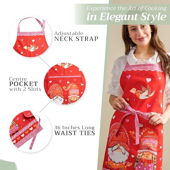 Maison d' Hermine 100% Cotton Apron for women with Pocket Kitchen Chef Apron for Men Cooking Mothers Day Gifts