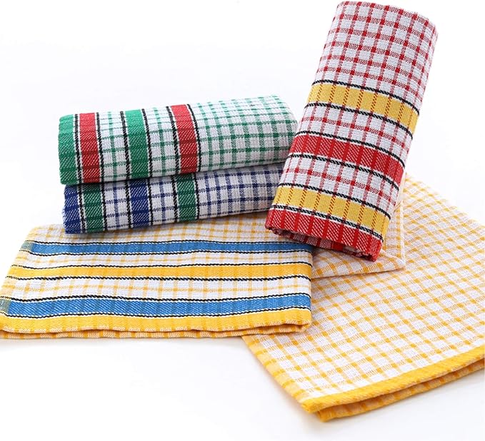 Large Kitchen Dish Towels, 16 Inch x 26 Inch Bulk Absorbent Cotton Kitchen Towels, 4 Pack Bright Colorful Tea/Bar Towel for Washing Drying Dishes and Household