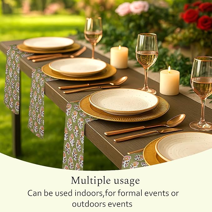 CPC Jade Green Indian Block Print Cotton Cloth Napkins Set of 4, 18x18 Reusable Everyday Napkins, Soft, Absorbent, Floral Dinner Napkin, Holiday, Party Gift, Spring,Mother's Day