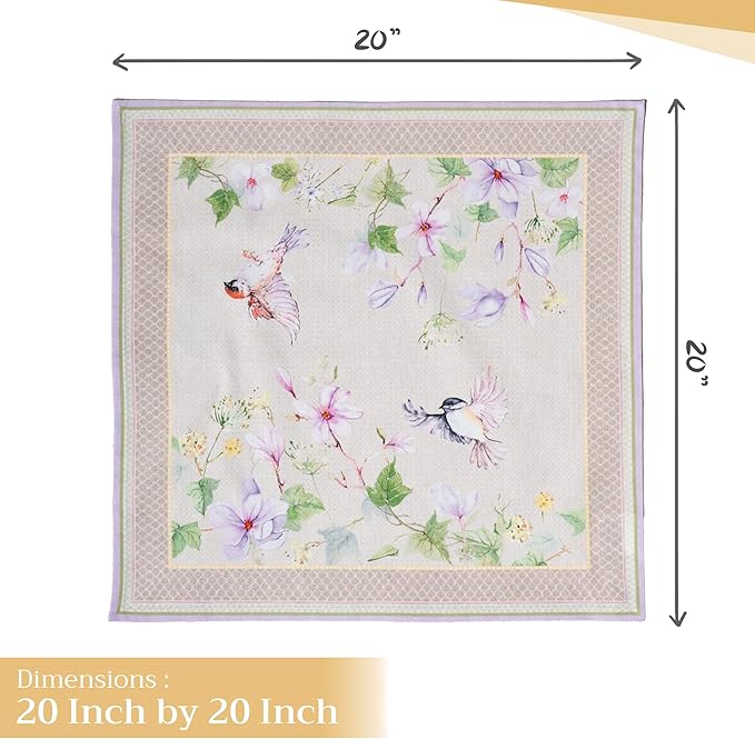 Maison d' Hermine Cloth Napkins Set of 4 100% Cotton Everyday Reusable Square Napkins Cloth Washable Dinner Wedding Restaurant Gifts for Mothers Day Spring/Summer (Magnolia Mornings, 20" x 20")