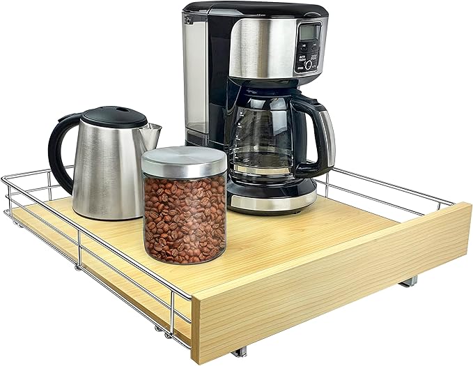 LYNK PROFESSIONAL® SELECT™ Pull Out Cabinet Organizer, 20" x 21" Slide Out Drawers for Kitchen Cabinets - Sliding Pull-Out Pantry Shelves – Home Shelf Organizers - Lifetime Ltd. Warranty, Wood Chrome