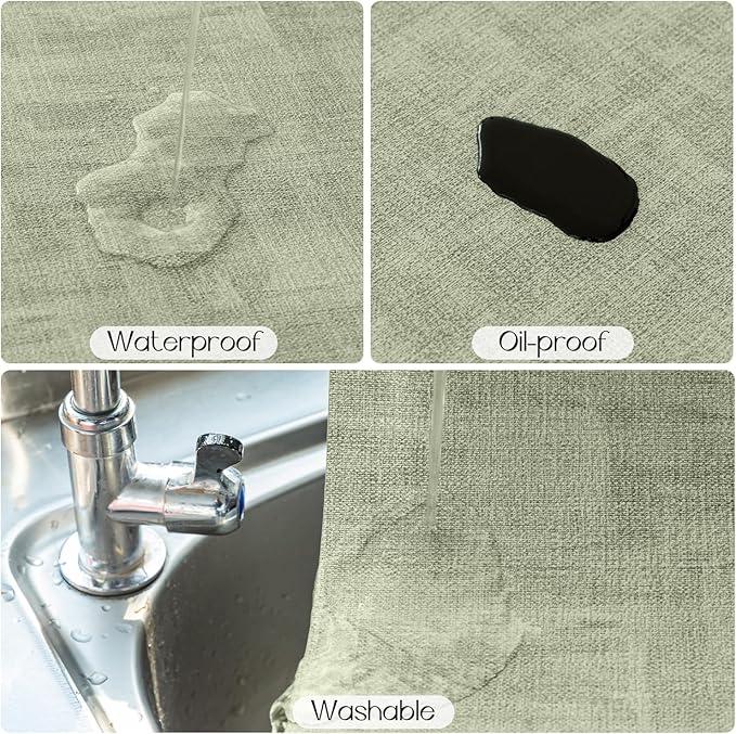 Romanstile Sage Green Placemats Set of 6-12x17 Inch, Vinyl Waterproof Washable Non Slip Table Mats, Reversible Heat Resistant Wipeable Table Placemats for Dining/Party/Indoor/Outdoor, Grey-Grass Green