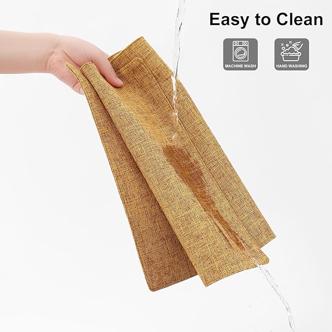 Homaxy Cloths Placemats for Dining Table Set of 6, Heat Resistant Washable Cotton Linen Blend Table Mats, Easy to Clean Place Mats for Indoor Outdoor Party Kitchen Decoration, 13" x 19", Amber