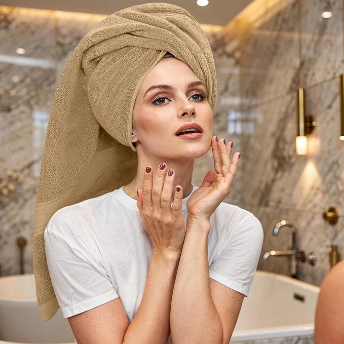 RIVERSIDE Luxury 6 Piece Towel Set, 2 Bath Towels, 2 Hand Towel, 2 Wash Cloths, 100% Cotton, 600 GSM Hotel Quality, Soft, Highly Absorbent Towels for Bathroom, Tan Towel Sets