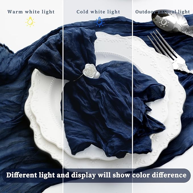 100 Pack Navy Blue Cheesecloth Napkins Washable Set of 100 Navy Blue Cloth Napkins 21x21 Inches Rustic Boho Cotton Gauze Dinner Table Napkins for Wedding Bridal Baby Shower Summer Party Table Decor