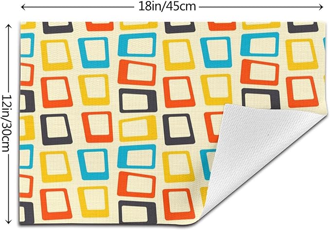 Retro Placemats Set of 4, Mid Century Modern Dining Table Place Mats, Washable Heat Resistant Table Mats for Kitchen Dinner Holiday Party Home Decor 12x18 Inch