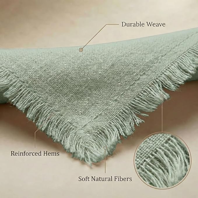 ACCENTHOME Teal Cotton Linen Napkin Set of 6 18x18 inch Dinner Napkins - Washable Soft Premium Hotel Quality Reusable Napkins Perfect Table Napkins for Family Dinners, Weddings & Everyday Use