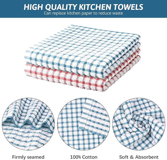 Nialnant 12 Pack Dish Towels for Kitchen,100% Cotton Soft Dish Rags,Quick Drying Dish Cloths for Washing Dishes,Cleaning Rags-11 x 11In