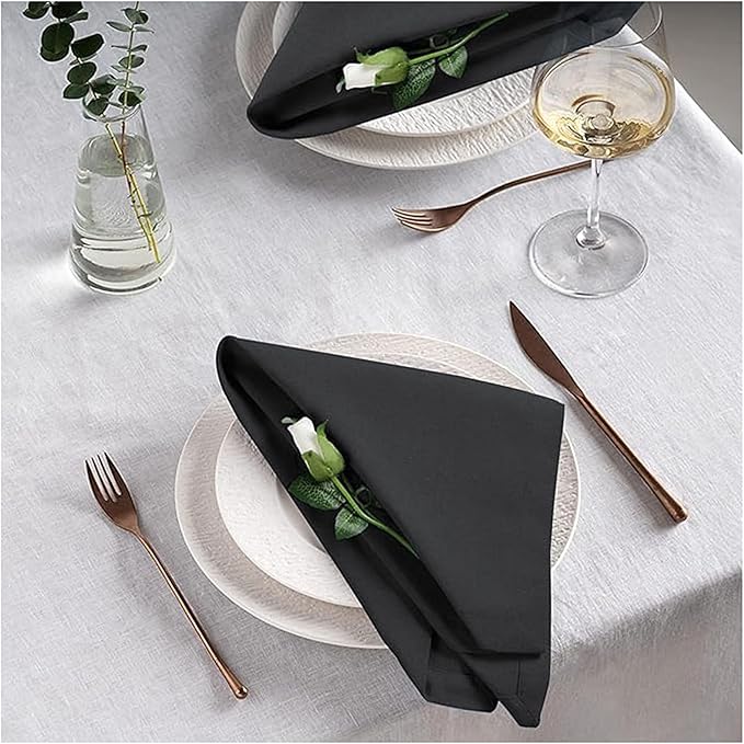 Cotton Dinner Napkins Set of 12, 18x18 Inch Cloth Napkins, Dark Grey Fabric, Reusable & Machine Washable, Soft Durable Table Napkins for Weddings, Restaurants, Parties & Everyday Dining