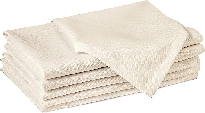 Encasa XO Natural Cloth Napkins Set of 6, 17"x17" | Solid Color Cotton Dinner Napkins | Washable & Reusable Wedding Napkins for Holiday Dinners, Party, & Everyday Table Decor