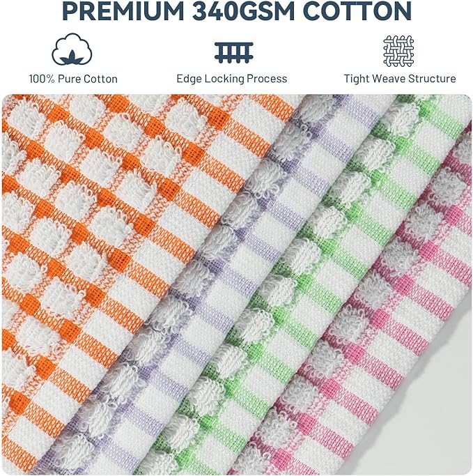 Egles 16 Packs Kitchen Dishcloths 12x12 Inches 100% Cotton Kitchen Dish Cloths for Washing Dishes Scrubbing Wash Cloths Dish Towels Sets (Mix 4 Color)