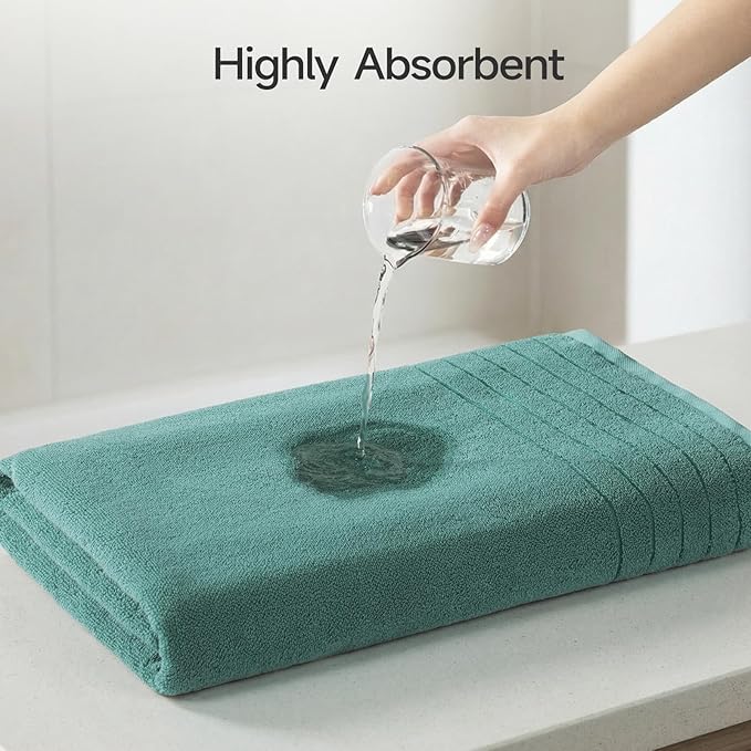 REDKISS 2 Pack 100% Cotton Thick Extra Large Bath Towels 35 X 70 Inches, Quick Dry, Ultra Soft & Highly Absorbent Blue Bathroom Towel Sets for Bathroom, Gym, Spa, Pool & Hotel