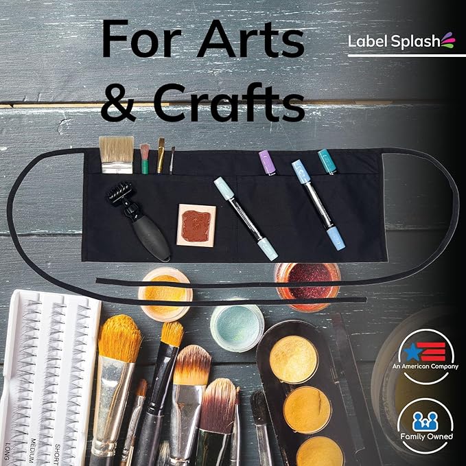 LABELPLASH 2 Pocket Canvas Work Waist Nail Apron Belt Washable Tool Utility Gardening Woodworkers Roofers Artists & Crafts