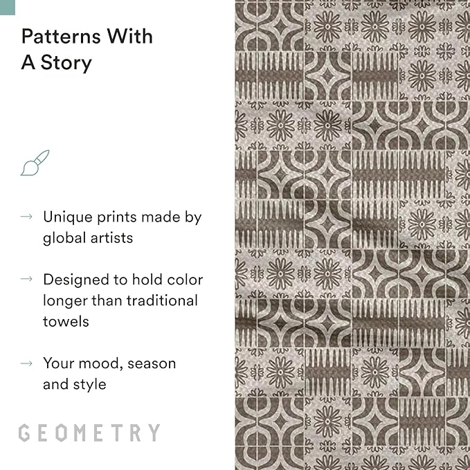 GEOMETRY Spring Kitchen Towels - Quick Dry Microfiber Cloth Spring & Summer Dish Towels for Kitchen Drying - Premium Quick Dry Towel - Sandy, 18" x 30" - 1-Pack