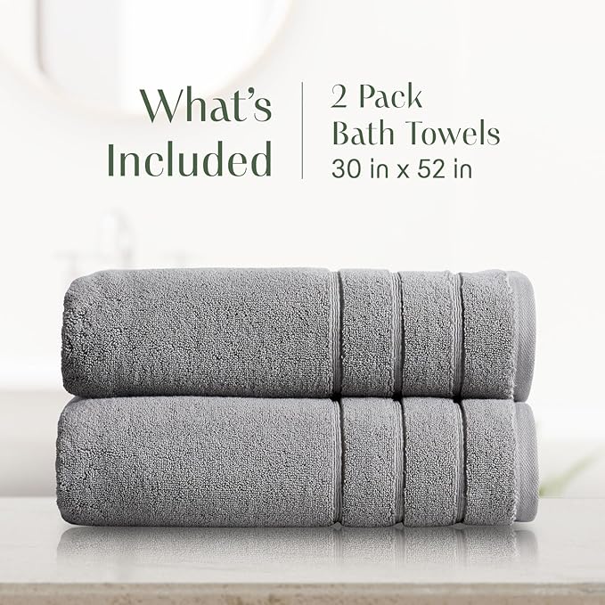 Springtree Home Luxury Turkish Cotton Bath Towels | 100% Turkish Cotton | Premium Bath Towels | Ultra Soft Thick Plush & Highly Absorbent | Luxury Hotel & Spa Quality Bathroom Towels | Carbon