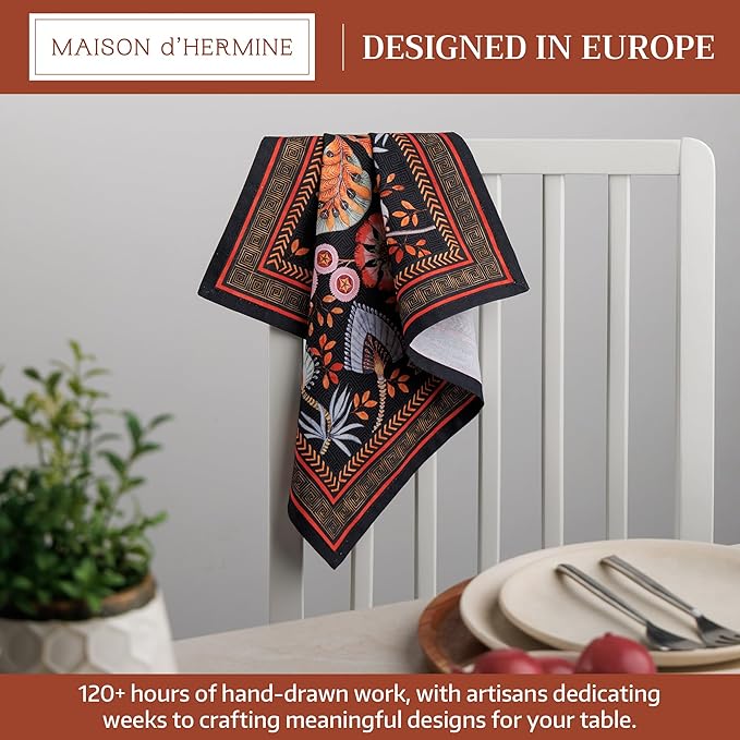 Maison d' Hermine Cloth Napkins Set of 4 100% Cotton Everyday Reusable Square Napkins Cloth Washable Dinner Wedding Restaurant Gifts for Mothers Day Spring/Summer (Jacobean Florals, 18" x 18")