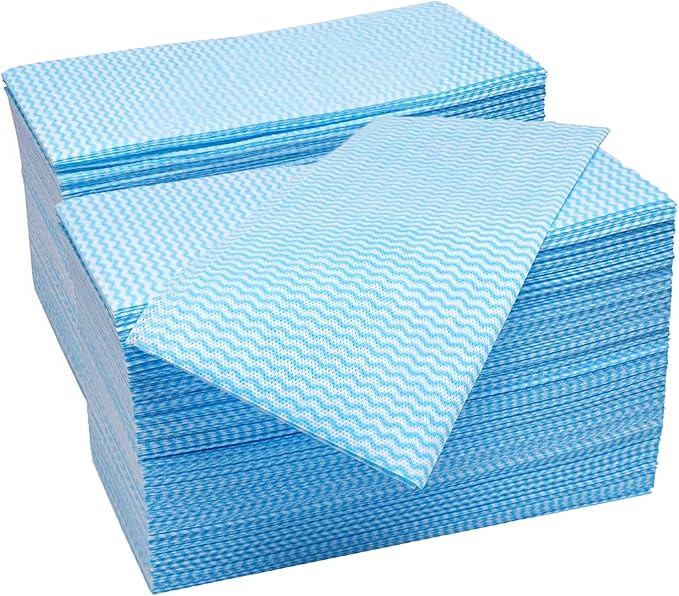 Blue Disposable Kitchen Cleaning Towel Heavy Duty Cleaning Rags Disposable Dish Cloths 100 Count/Pack