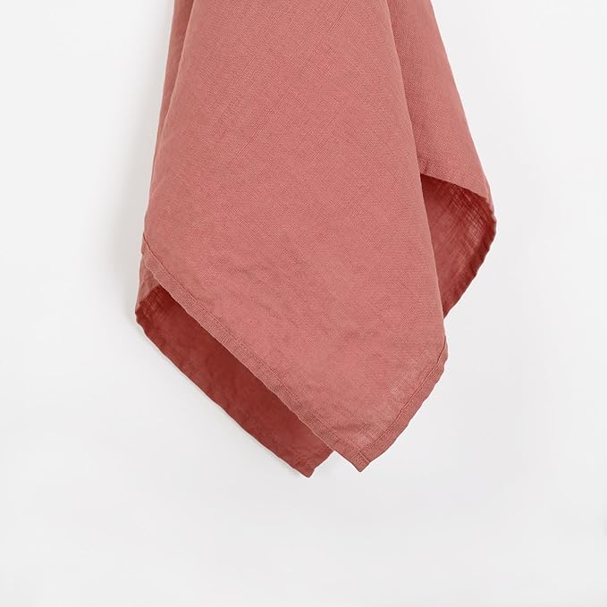 100% Linen Tea Towels - 14 x 28 Inch Pure French Linen Kitchen Dish and Hand Towels (Set of 4) (Pink)