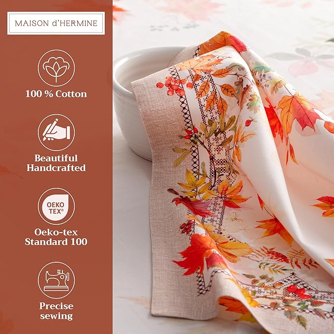 Maison d' Hermine Cloth Napkins Set of 4 100% Cotton for Thanksgiving Christmas Decorations Everyday Reusable Square Fall Napkins Cloth Washable Dinner Party (Amarante, 20"x20")