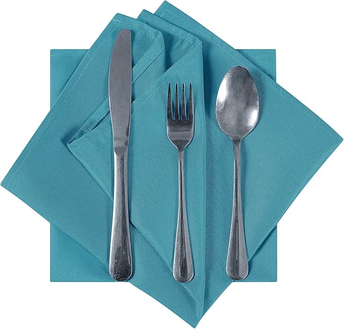 Cloth Napkins 17x17 inch Washable Polyester Dinner Napkins Soft Table Napkins for Wedding Party Dining Banquet(Caribbean Blue,50PCS)