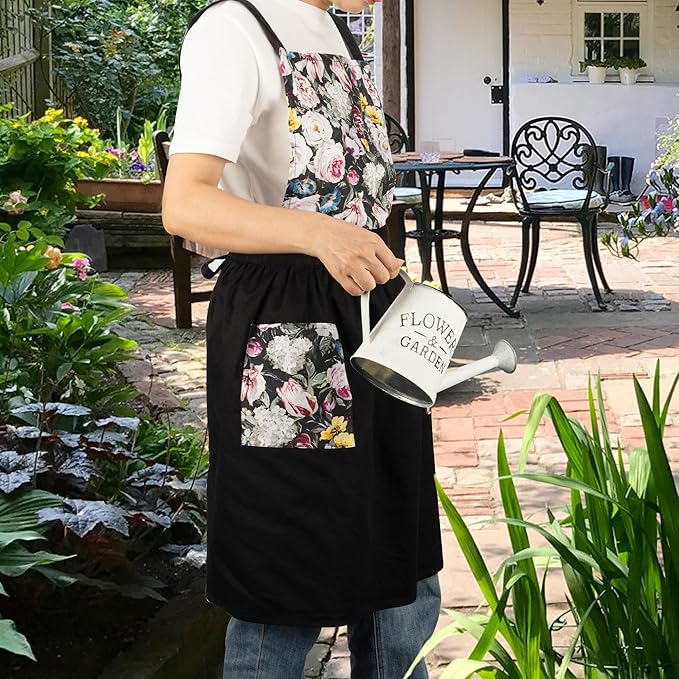 NEOVIVA Kitchen Aprons for Women with Pockets,Cooking Aprons for Women,Vintage Apron for Baking Gardening,Gifts for Mothers