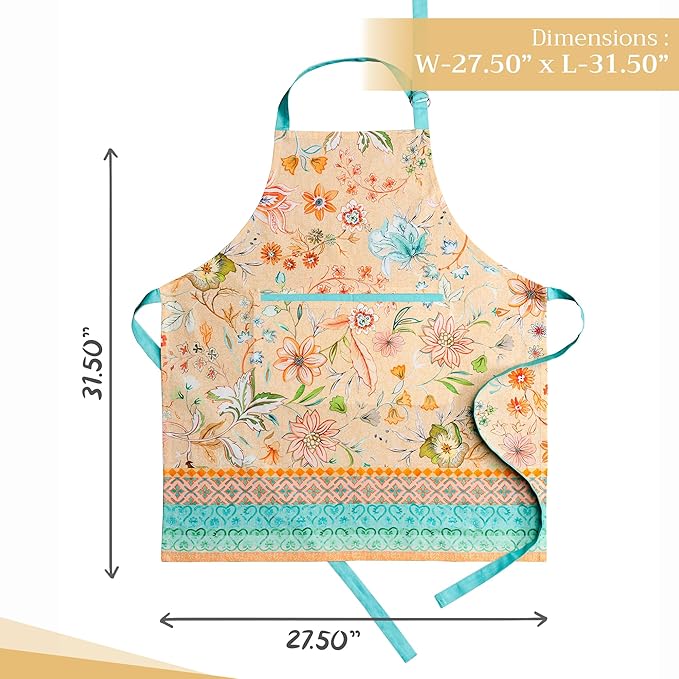 Maison d' Hermine 100% Cotton Apron for women with Pocket Kitchen Chef Apron for Men Cooking Mothers Day Gifts