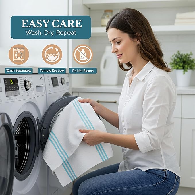 Casa Platino Kitchen Towels and Dish Towels for Kitchen, Cotton 8 Piece Set Includes 4 Hand Towels & 4 Dish Cloths, Refresh Your Prep Space with Vibrant, Quick-Dry Utility – Aqua