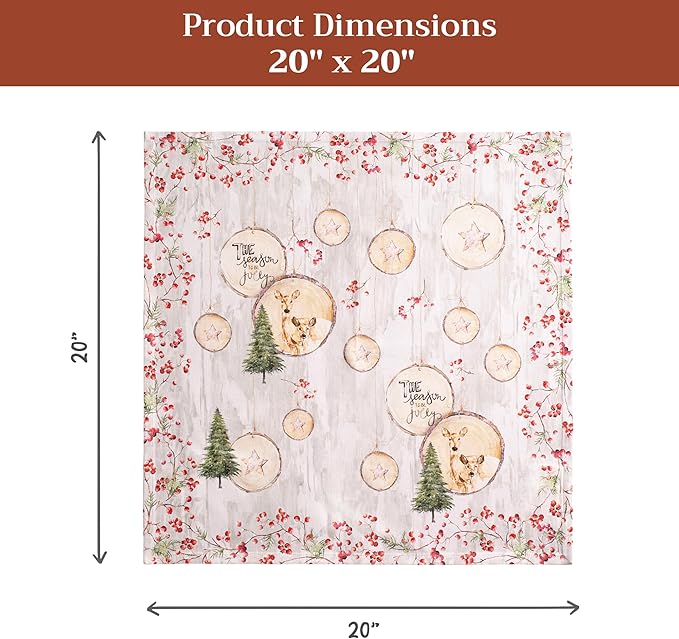 Maison d' Hermine Cloth Napkins Set of 4 100% Cotton for Thanksgiving Christmas Decorations Everyday Reusable Square Fall Napkins Cloth Washable Dinner Party (Mountain Life, 20"x20")