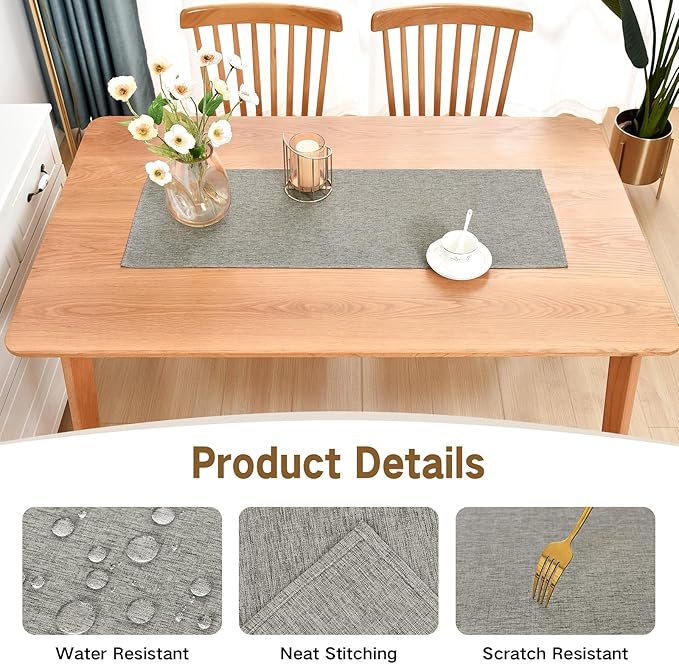 Farmhouse Rustic Table Runner Grey Faux Linen Table Runners Water Resistant Short Table Runner 36 inches for Living Room Dresser Bedroom Kitchen Dining Party 13x36 Inch