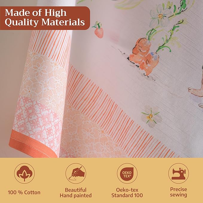 Maison d' Hermine Kitchen Towels Set of 3 100% Cotton 27.50" x 20" Reusable Cloth Tea Dish Towels Absorbent with Hanging Loop for Kitchen Gifts for Mothers Day Spring/Summer (Bunny Party)