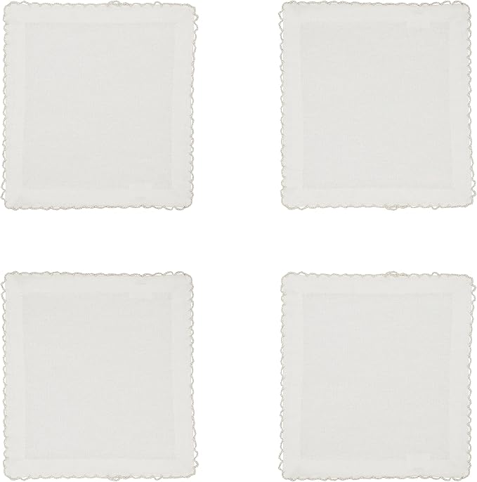 SARO LIFESTYLE Whip Stitched Table Napkins (Set of 4), Silver, 6" (1442.S6S)