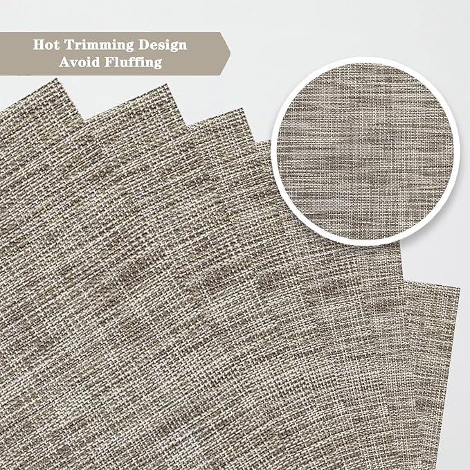 Cappuccino Placemats Set of 2 - Heat Resistant Non-Slip Place mats for Dining Table, Washable Durable PVC Vinyl Woven Table Mats (Cappuccino, 2)