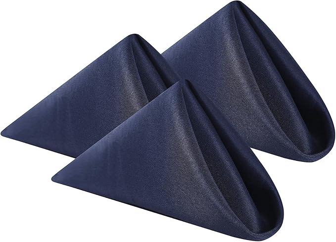 Cloth Napkins 17x17 inch Washable Polyester Dinner Napkins Soft Table Napkins for Wedding Party Dining Banquet(Navy,50PCS)