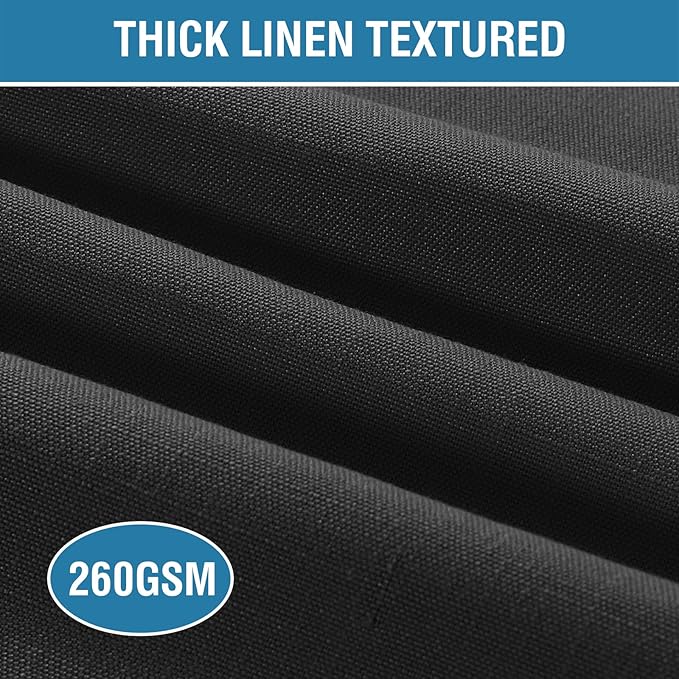 H.VERSAILTEX Linen Placemats Set of 8 Premium Solid Table Placemats for Dining Table Spill-Proof Waterproof Table Mats Heat-Resistant Kitchen Table Mats Washable, 12x18 inches, Black