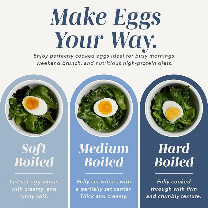 COOK WITH COLOR 6-Egg Capacity Egg Cooker – For Soft, Medium, Or Hard-Boiled Eggs, Rapid Cook Time, Auto Shut-Off & Boil-Dry Protection – Includes Tray, Measuring Cup & Lid – 210W Egg Maker, Navy