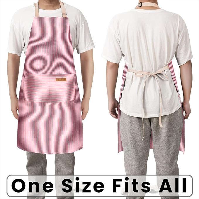 BeLuyi Adjustable Bib Apron with 2 Pockets Chef Cooking Kitchen Restaurant Aprons for Women Men