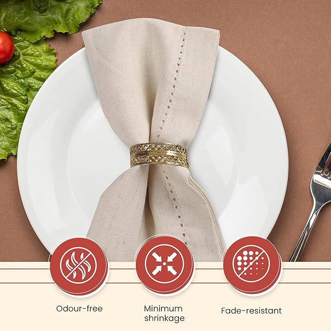 Vintage Vista Cotton & Flax Fall Cloth Napkins Set of 12 (18" x 18") - Table Napkins Cloth Washable & Reusable for Everyday Use & Easter - (Natural Color)