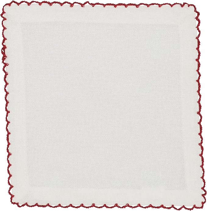 SARO LIFESTYLE Whip Stitched Table Napkins (Set of 4), Red, 6" (1442.R6S)
