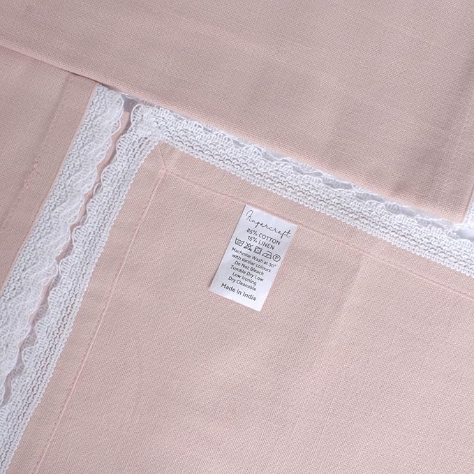Fingercraft Dinner Cloth Napkin Cotton Linen Set of 12 Mitered Corners with Natural Elegant Lace for Everyday Use Napkins are Pre Shrunk and Good Absorbency with Lace 20x20 in Dusty Pink Easter Color